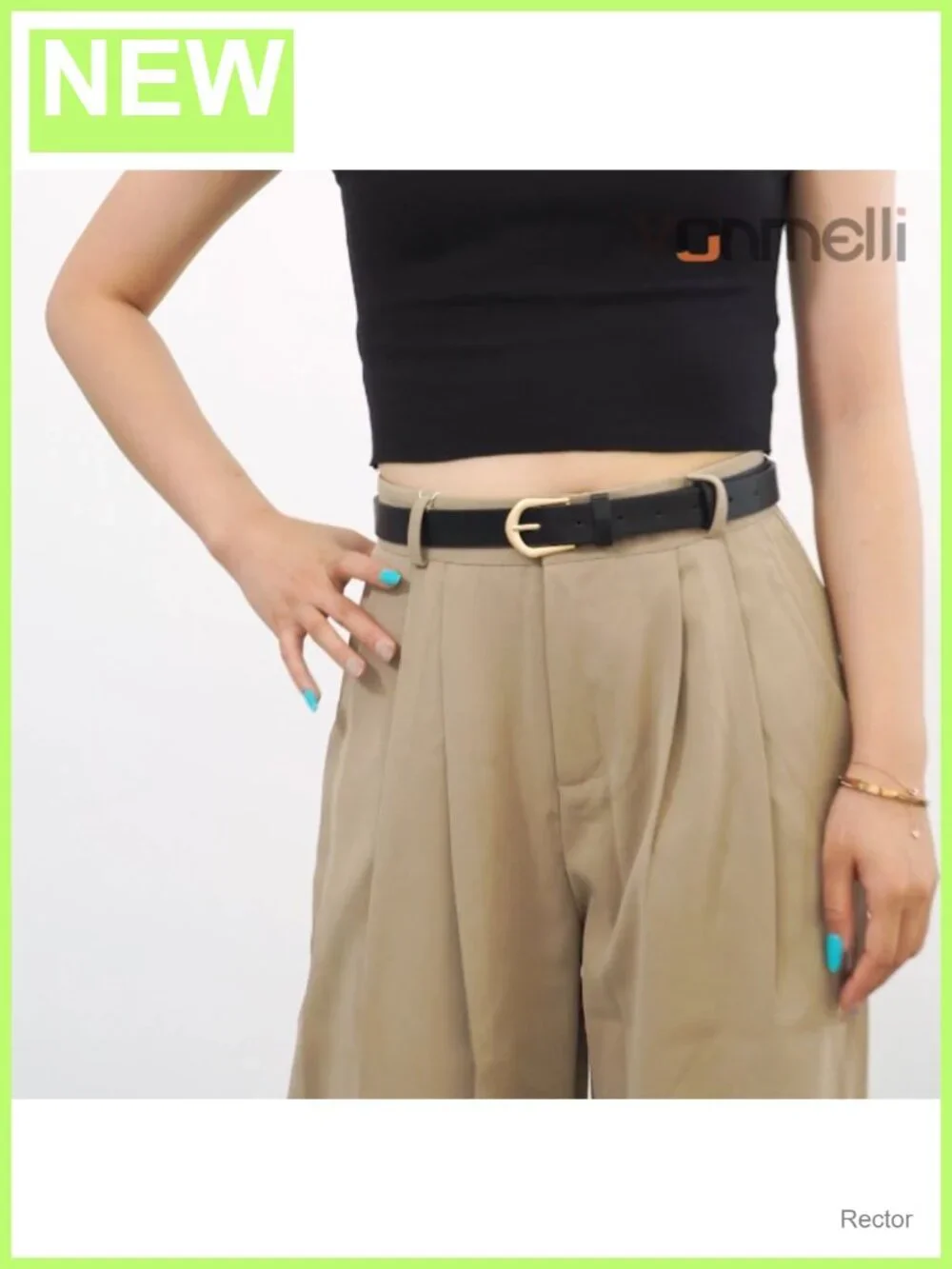 Women's Faux Leather Skinny Belts 4-Pack with Gold Buckles